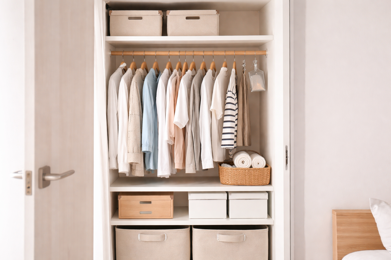 옷장 안 냄새가 답답할 때 점검할 보관 습관을 설명하는 옷장 이미지