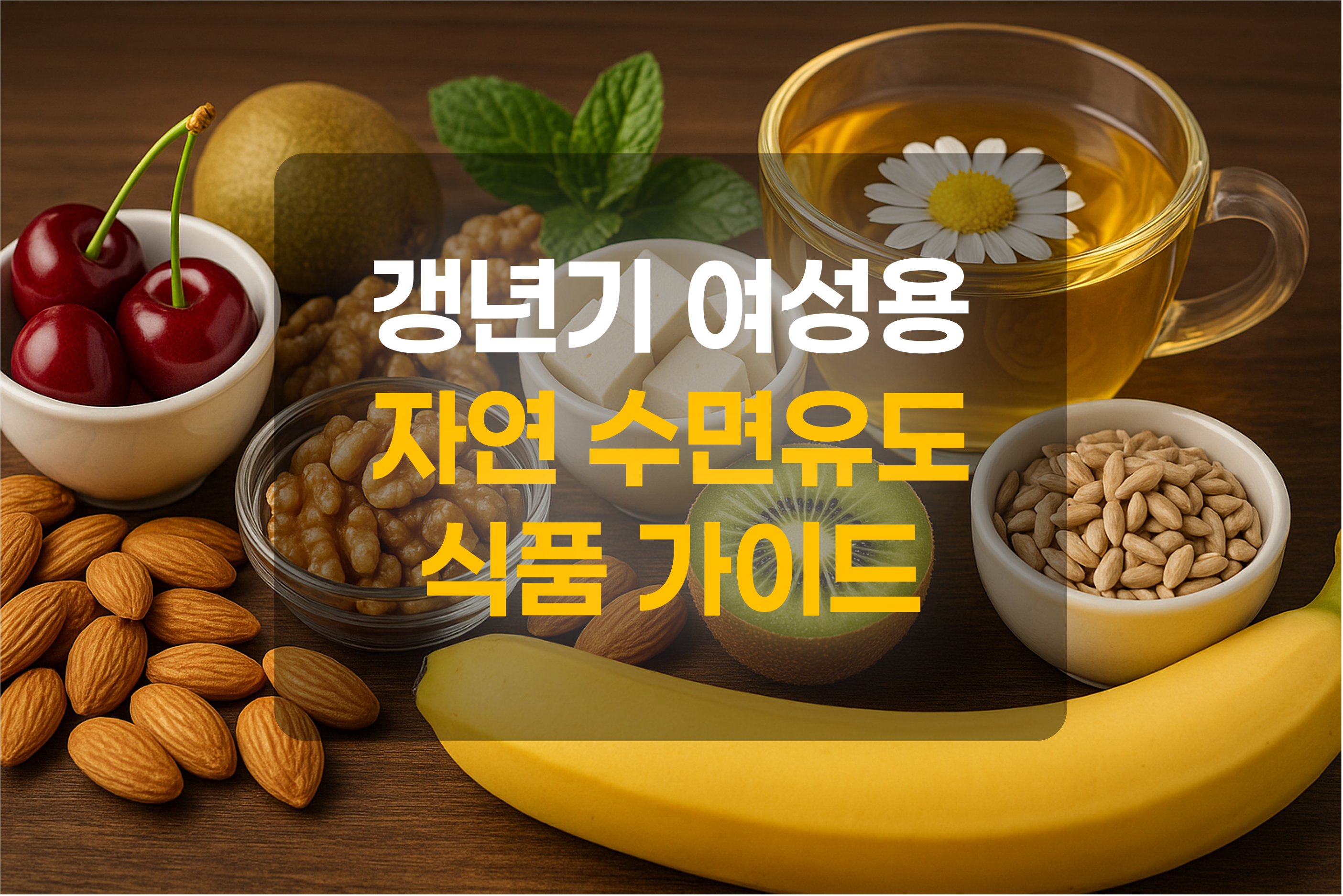 수면유도 식품을 표현한 그림