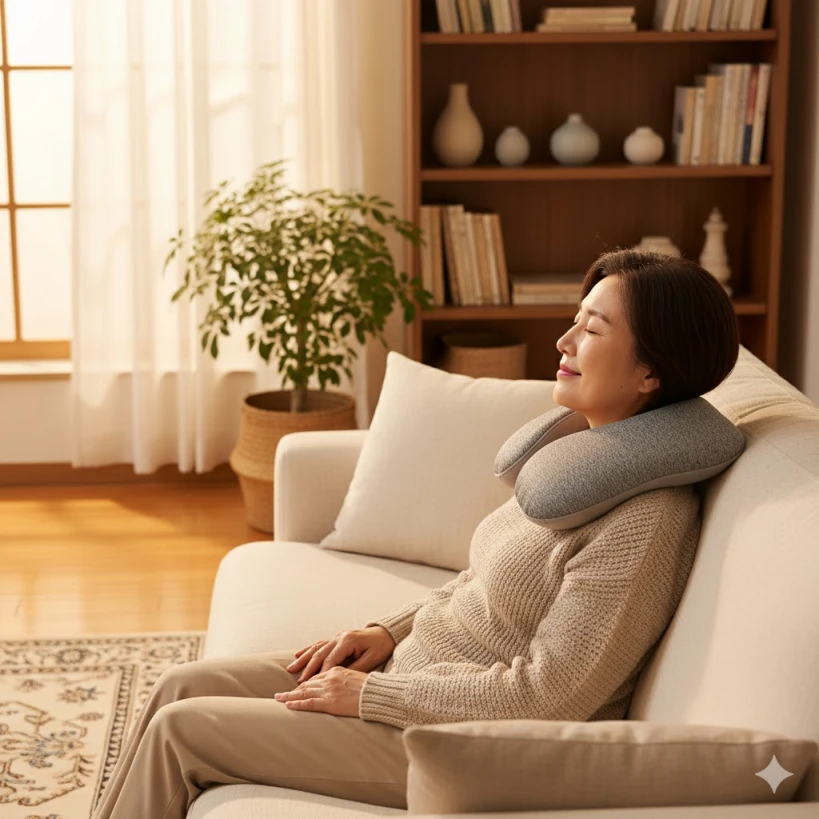 60대여자선물 안마쿠션 사용 모습 건강케어 선물