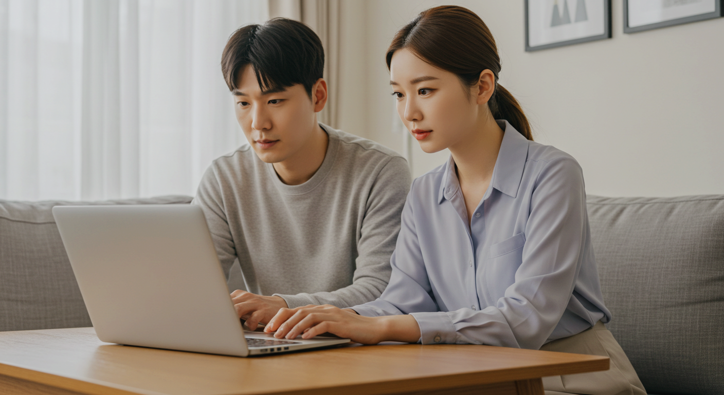 건강보험료를 계산하는 부부