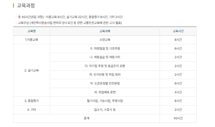 개인택시 양수교육 홈페이지