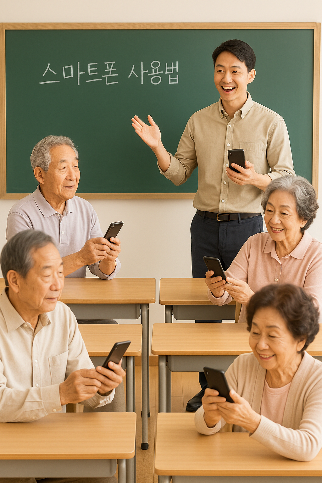 고령층 스마트기기 적응법 (기초지식, 실습중심, 반복학습)