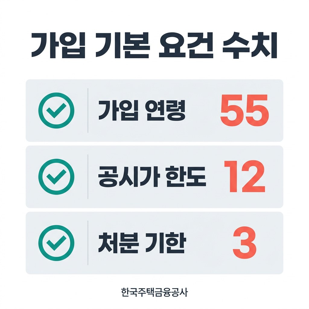 주택연금 신청 방법 가입 기본 요건 수치