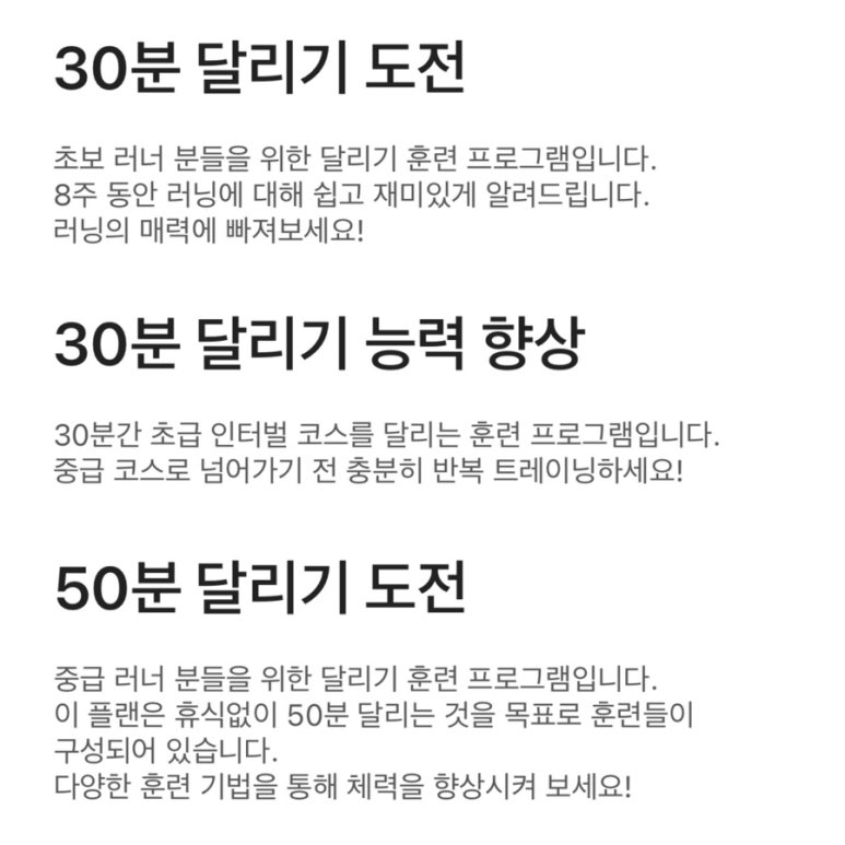 런데이 달리기 플랜