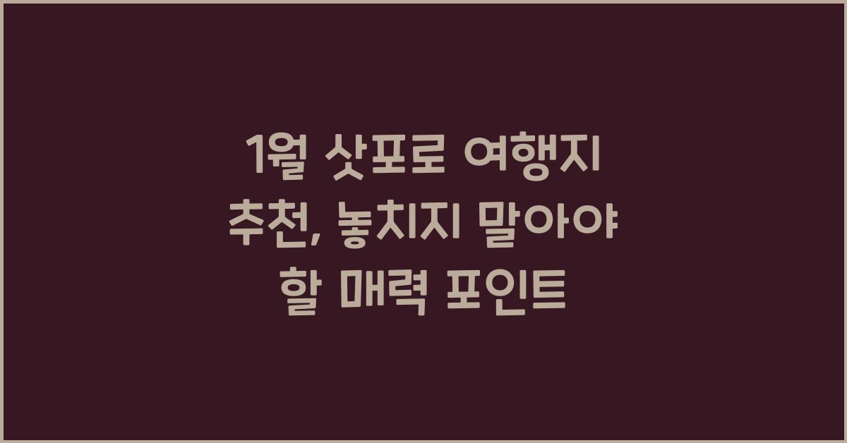 1월 삿포로 여행지 추천