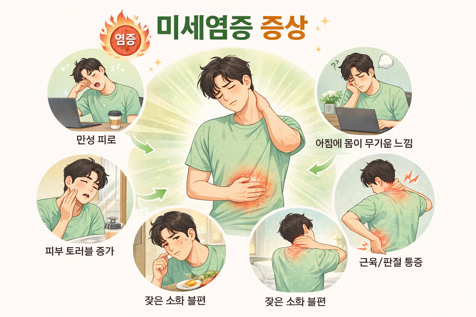 미세염증의 증상들을 보여주는 모습