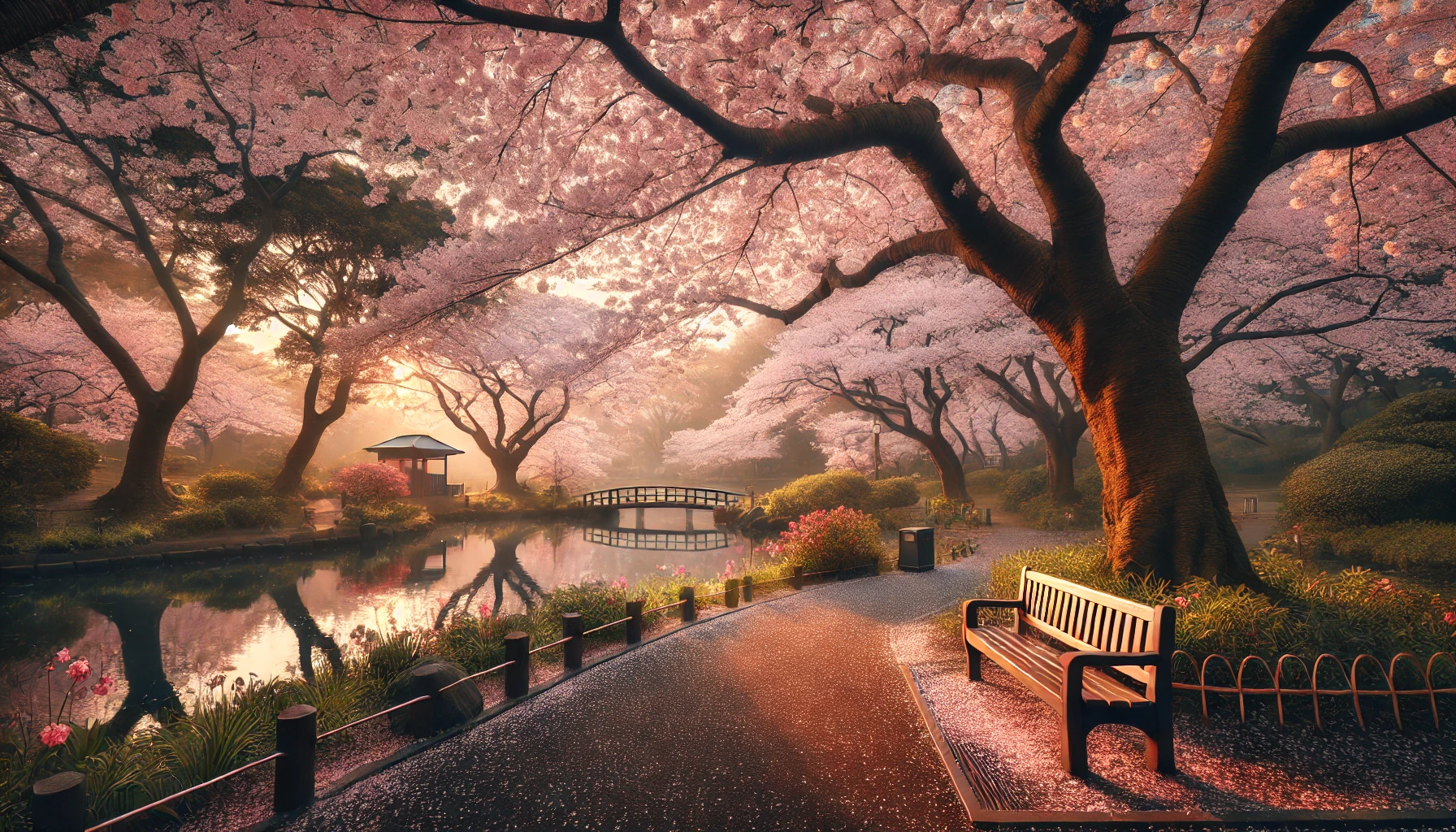 벚꽃길이 한적한 아침 시간대의 풍경