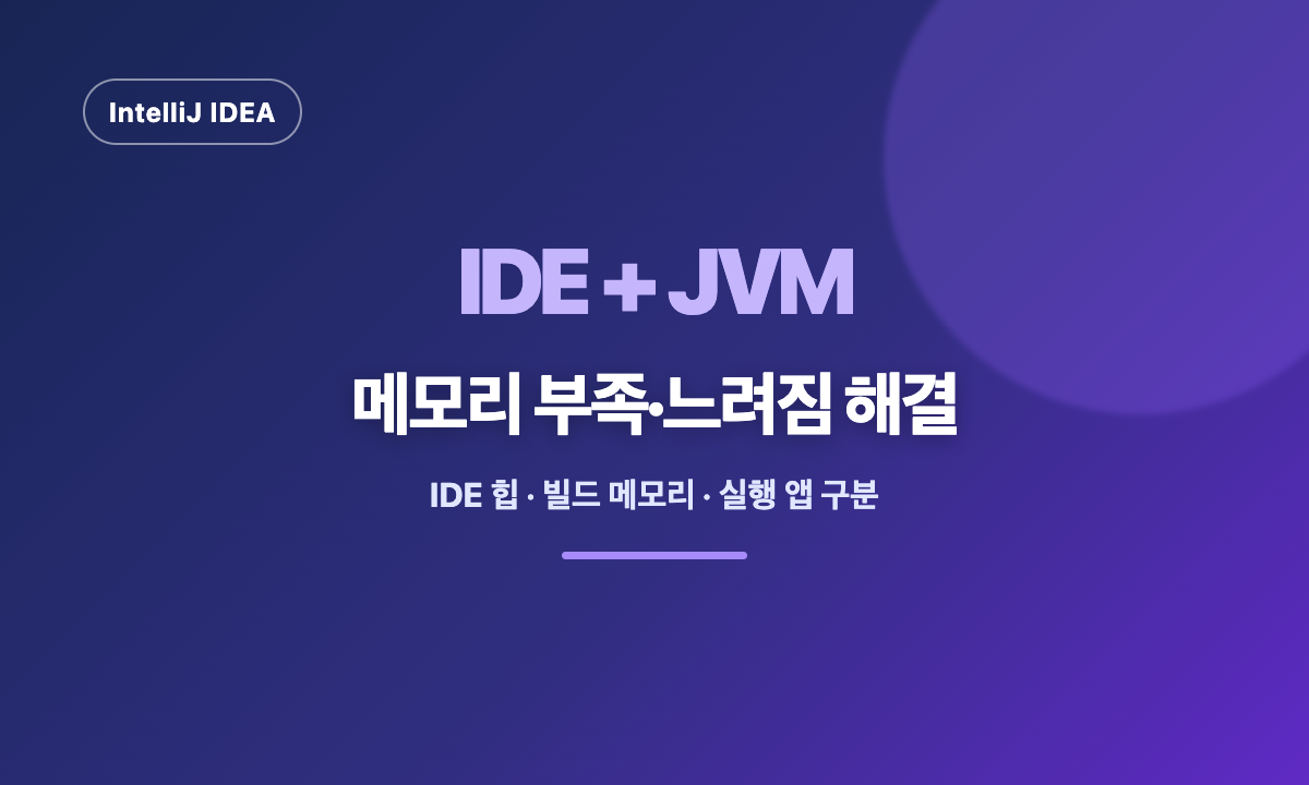 IntelliJ IDEA의 IDE 힙, 빌드 프로세스 힙, 실행 앱과 Gradle JVM 메모리 설정을 구분해 보여주는 대표 이미지