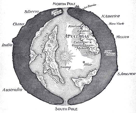 지구 내부에 미지의 대륙이 존재한다는 지구공동설의 상상도