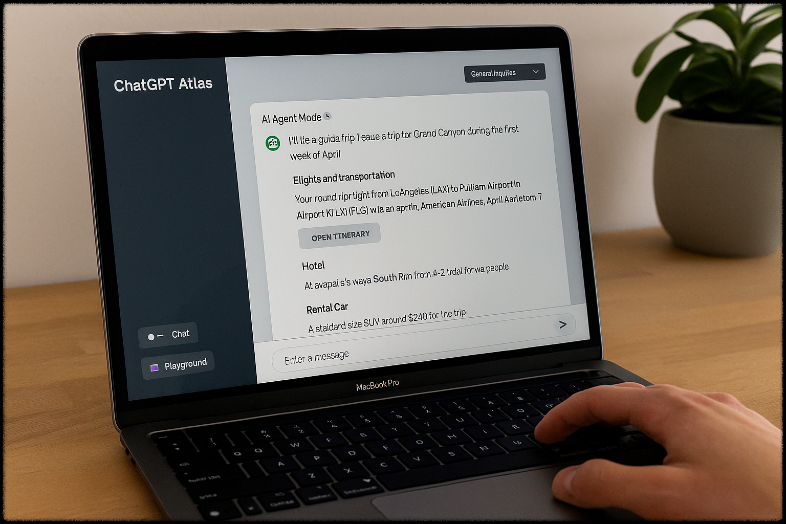 ChatGPT Atlas 브라우저 인터페이스