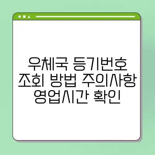 우체국 등기번호 조회 방법 주의사항 영업시간 확인