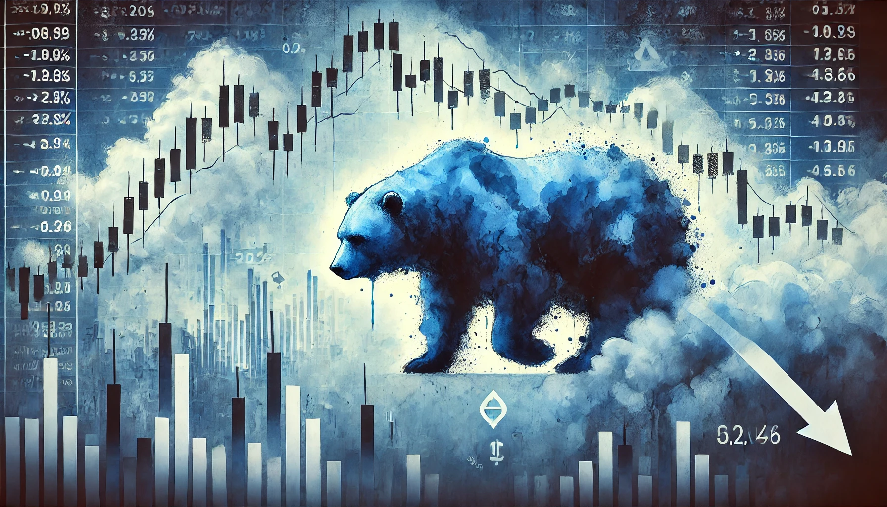 2025년 02월 20일 한국증시의 하락을 표현한 이미지