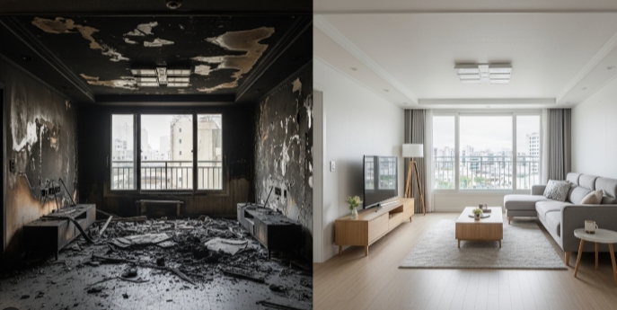 화재 청소 복구 인테리어 전후