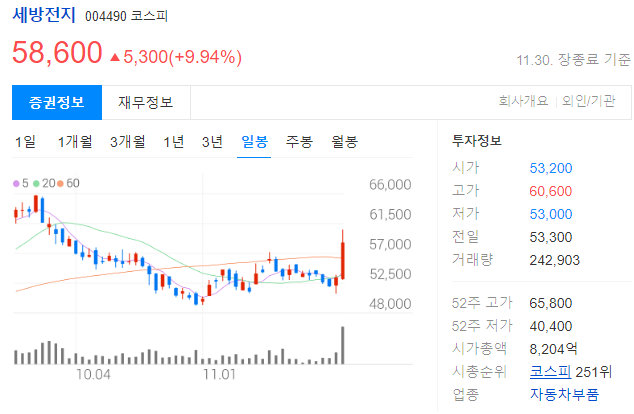 세방전지 투자 정보