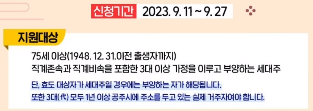 2023 추석 효행 장려금