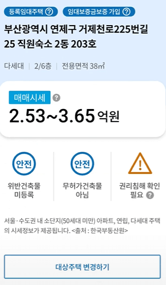 주택 정보 화면 안전