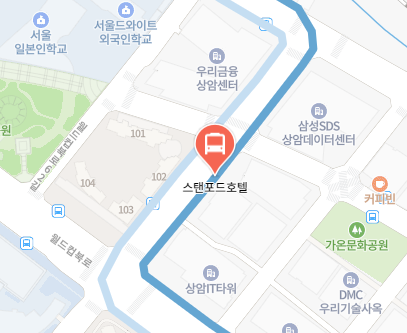 스탠포드호텔에서 인천공항 리무진 공항버스(6012번) 지도 위치