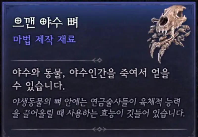 디아블로4-으깬-야수뼈-아이템의-모습