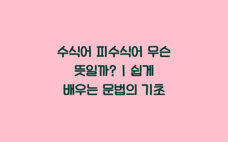 수식어 피수식어 무슨 뜻일까?