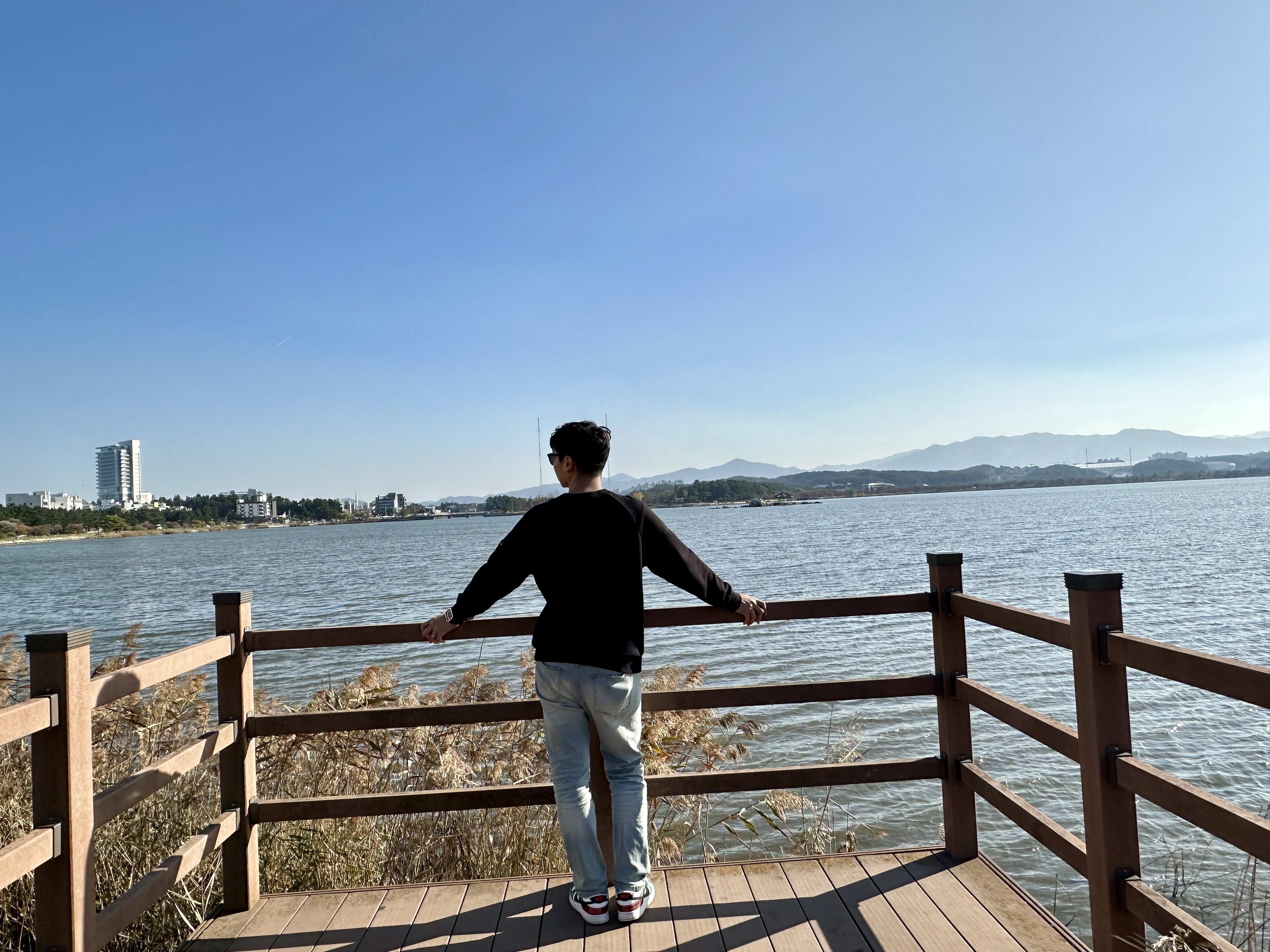 경포호에서 여행사진 한 컷