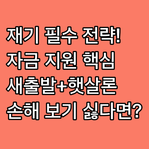 소상공인 재기: 새출발기금과 햇살론 ..