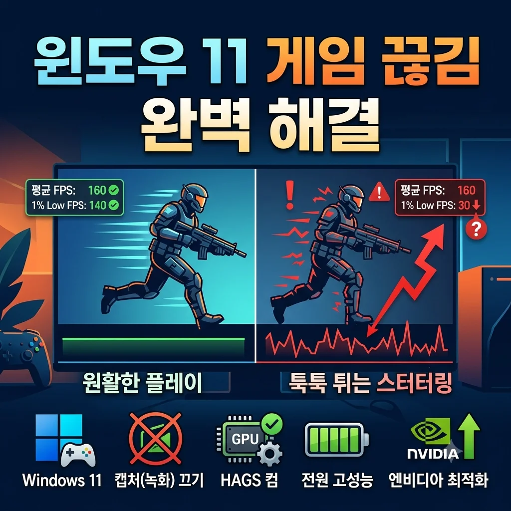 윈도우 11 게임 끊김 스터터링 및 프레임 드랍 해결 가이드