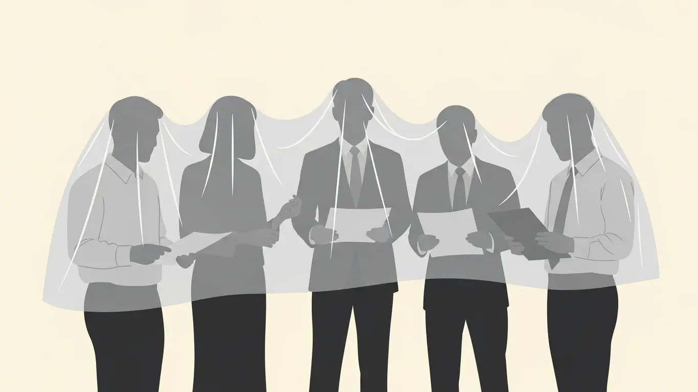 An illustration representing people making rules without knowing their future position
