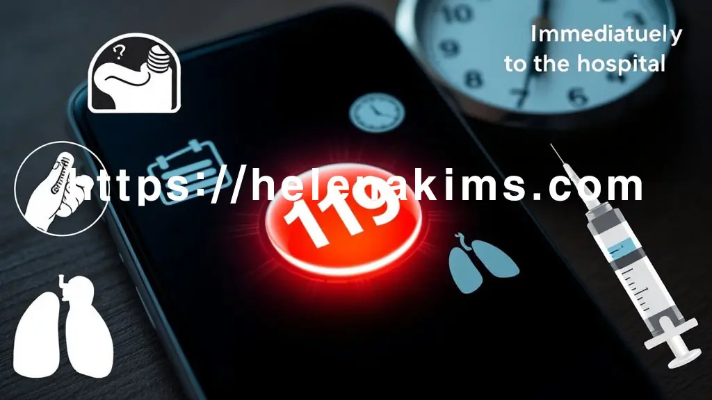 중앙에 '119' 또는 'SOS' 버튼이 긴급하게 빛나는 스마트폰 화면이 켜진 이미지.