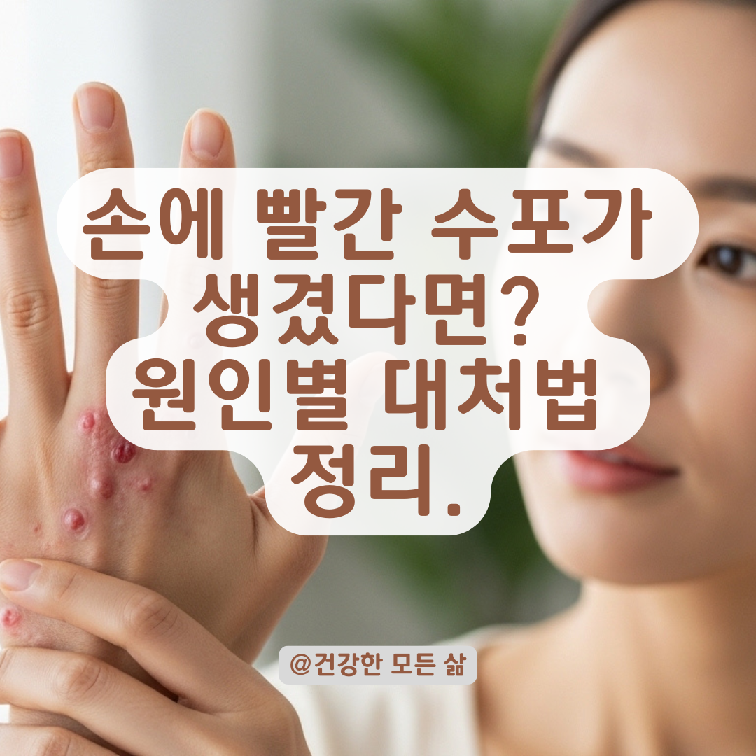 손에 빨간 수포가 생겼다면? 피부염부터 알레르기까지 원인별 대처법 정리.