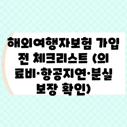 해외여행자보험 가입 전 체크리스트 (의료비·항공지연·분실 보장 확인)