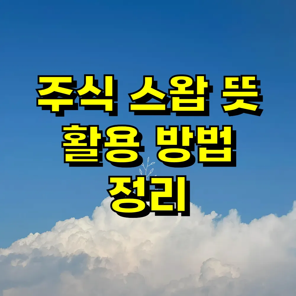 주식 스왑 뜻 활용 방법 정리