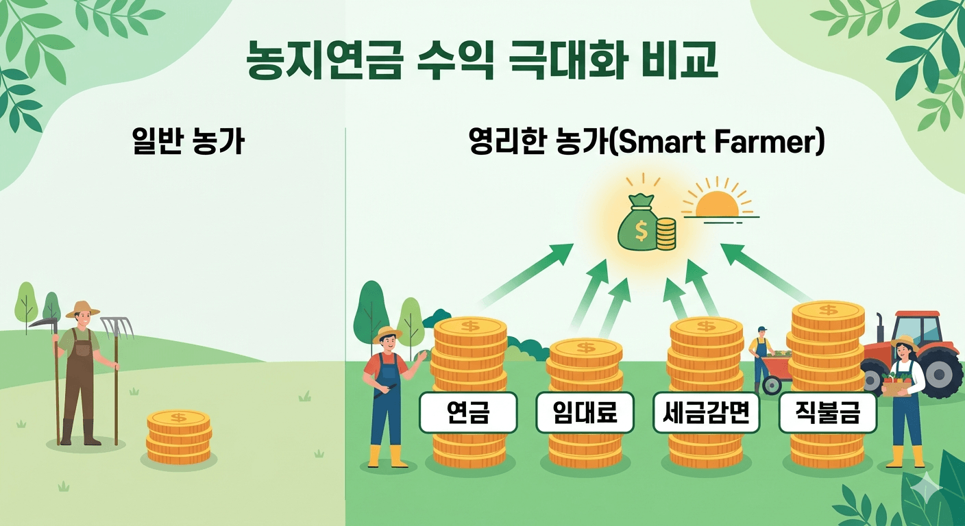 농지연금 수익 극대화 비교 인포그래픽