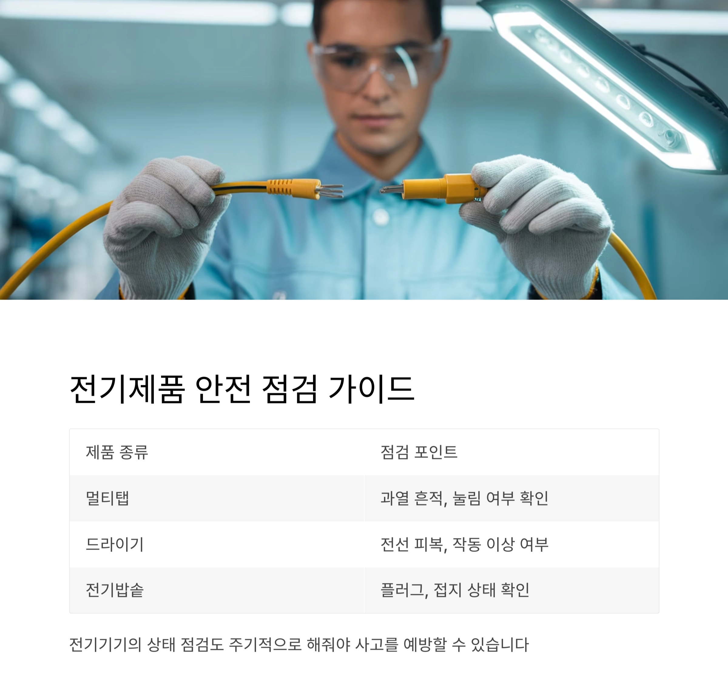 감전사고 예방! 젖은 손으로 전기기기 만지지 마세요