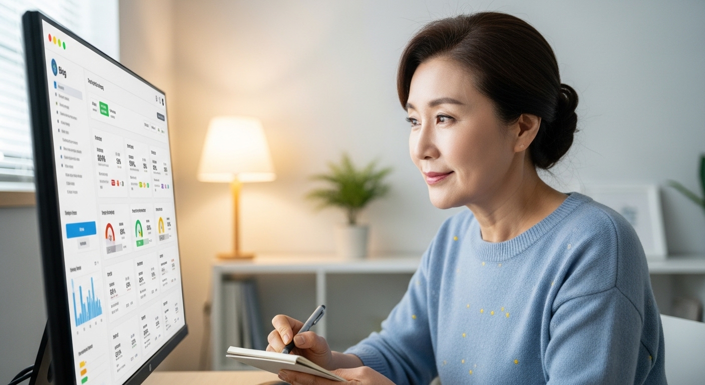 블로그 방문자 수 그래프를 확인하는 장면