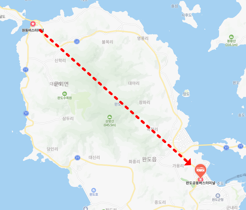 완도버스터미널 위치-지도