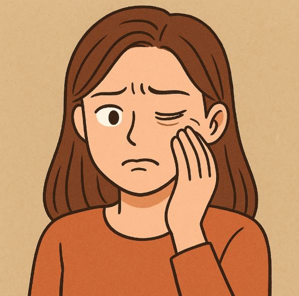 눈 떨림으로 고민하는 모습 이미지