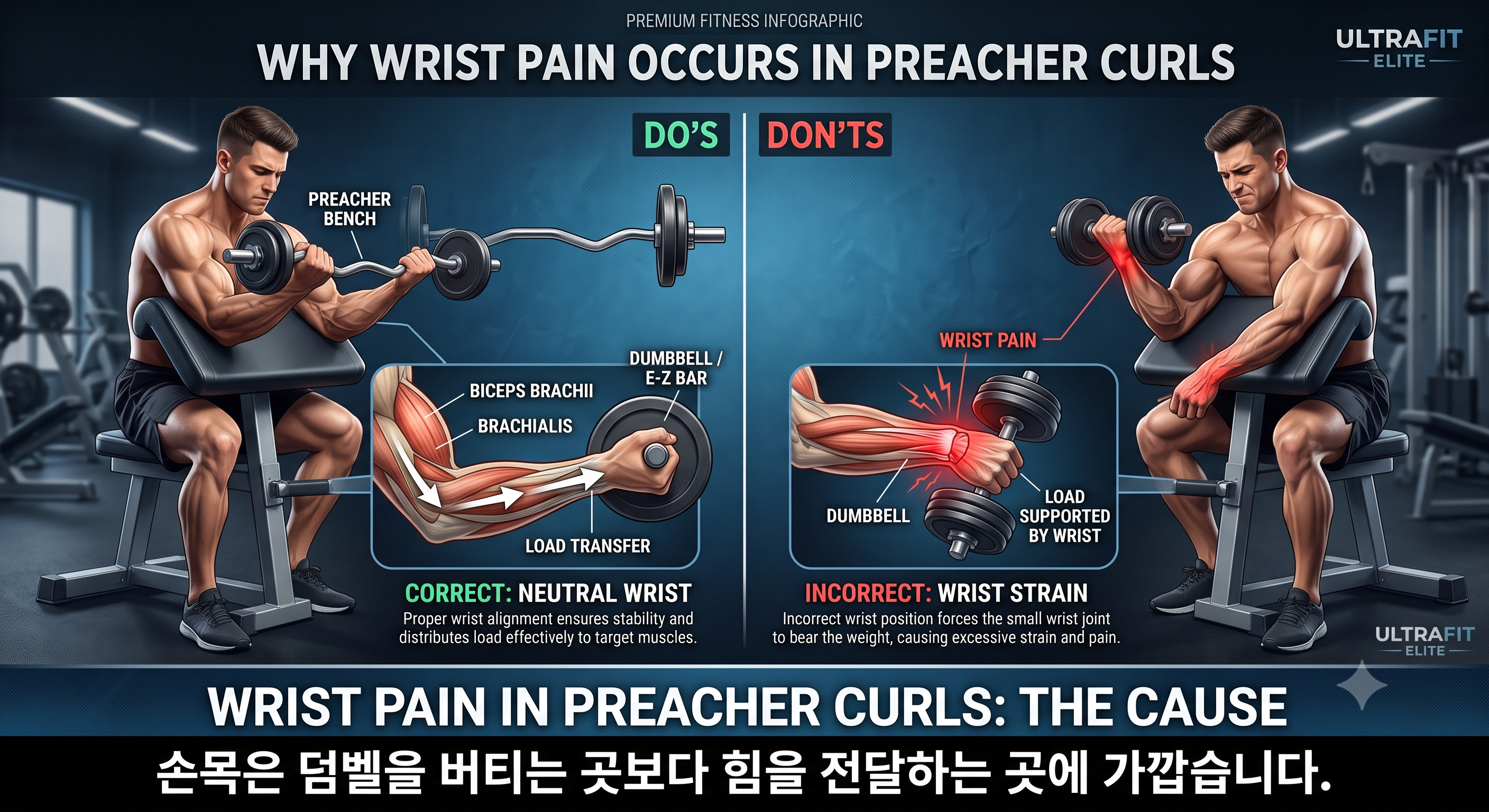 프리처 컬에서 손목 통증이 생기는 이유