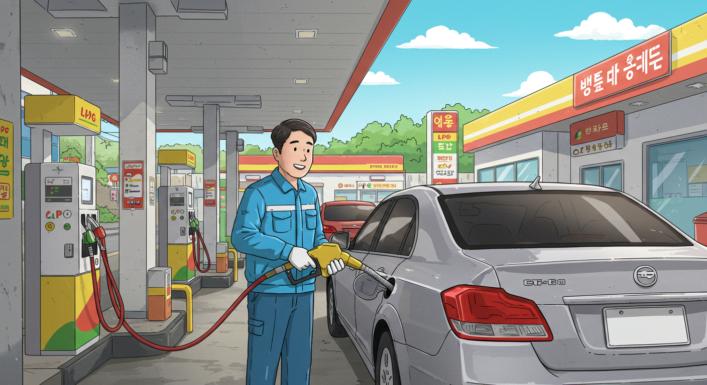 셀프로 가스 충전중인 남성