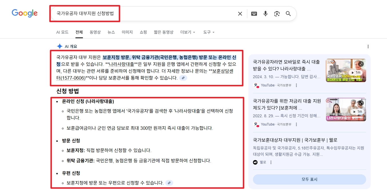국가유공자등 대부지원 지원대상,신청방법,필요서류