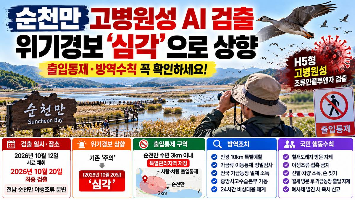 순천만 고병원성 AI 경보 안내 이미지