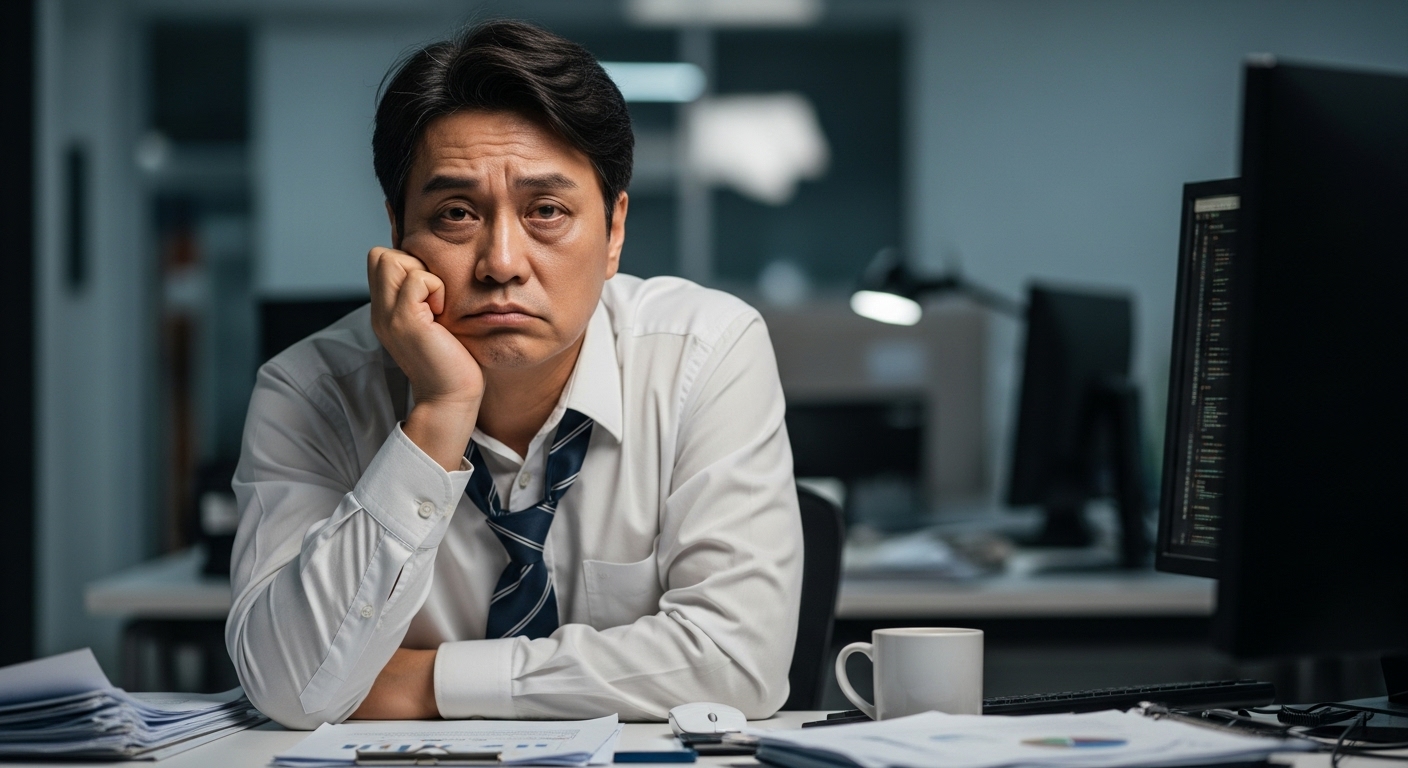 alt="스트레스 받고 피로한 중년의 노년 남성"
