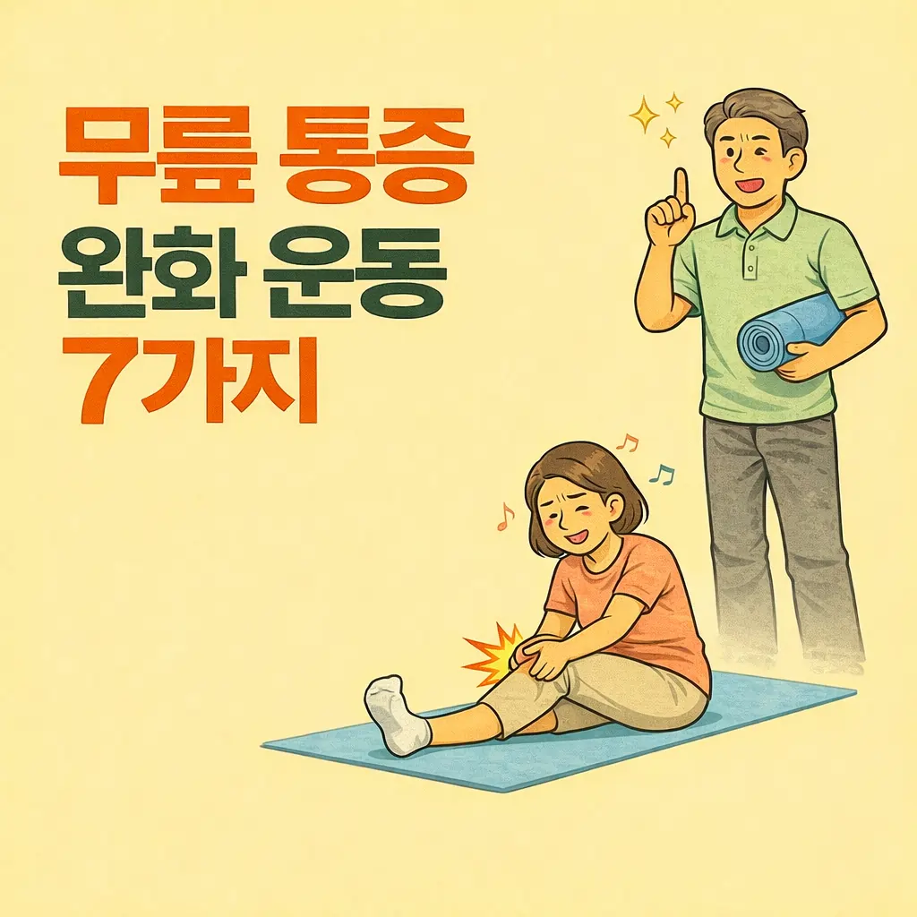 무릎 통증 완화 운동 7가지 계단·의자·쪼그려 앉기 통증 줄이는 안전 루틴(50~70대)