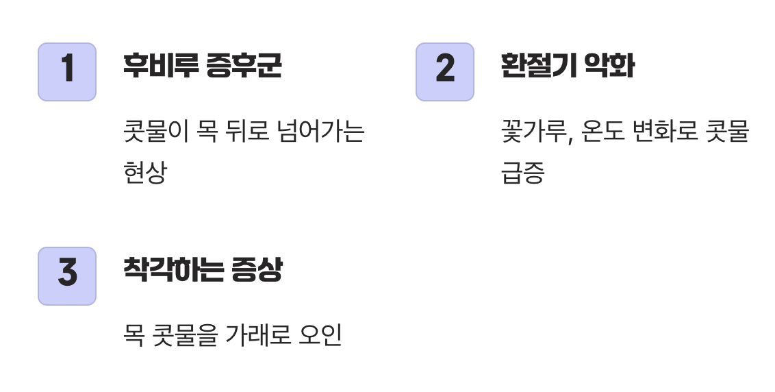 범인은 목이 아닌, 뒤로 넘어가는 콧물