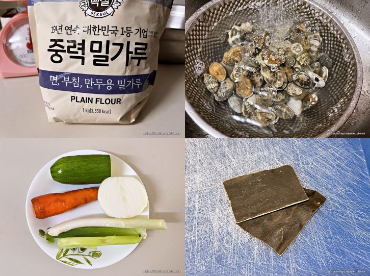 바지락 칼국수 재료 사진