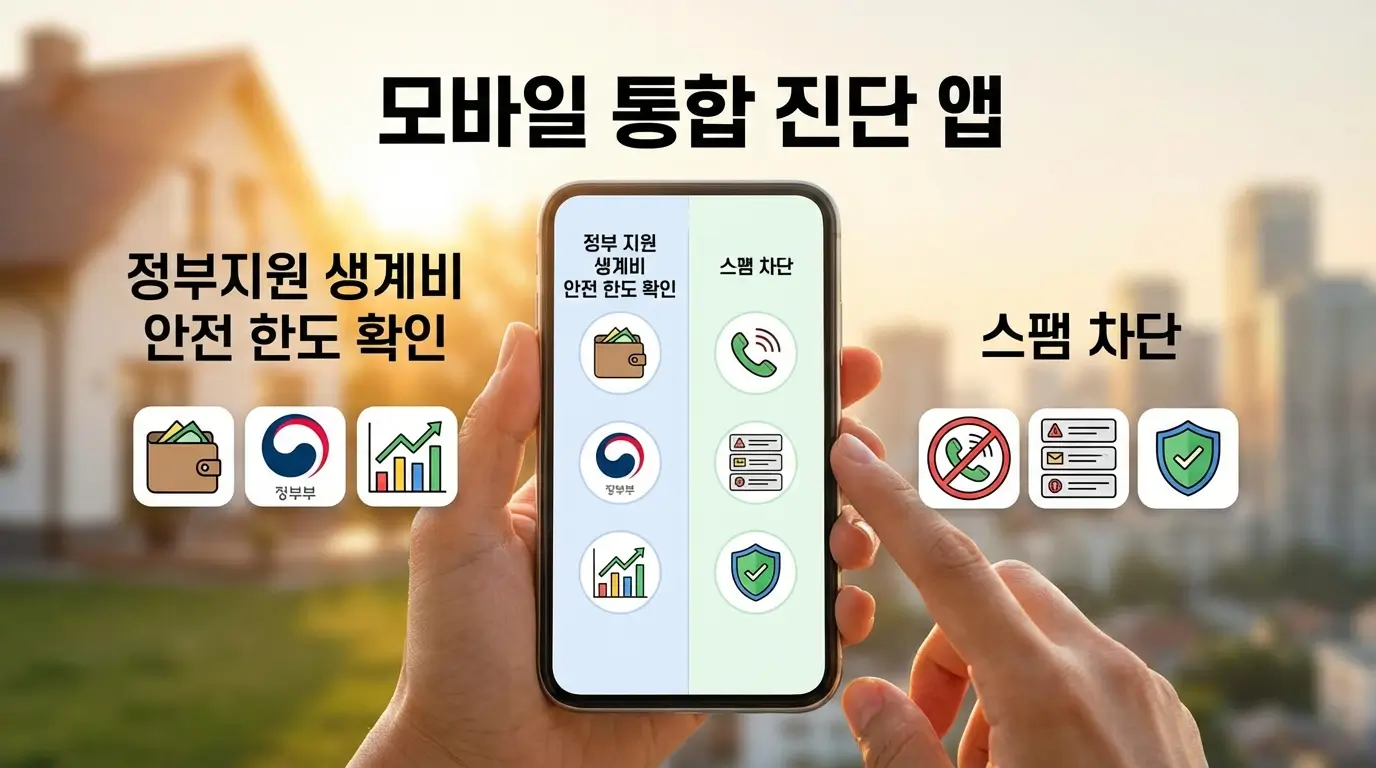 모바일 통합 진단 앱 정부 지원 생계비 안전 한도 확인 및 스팸 차단