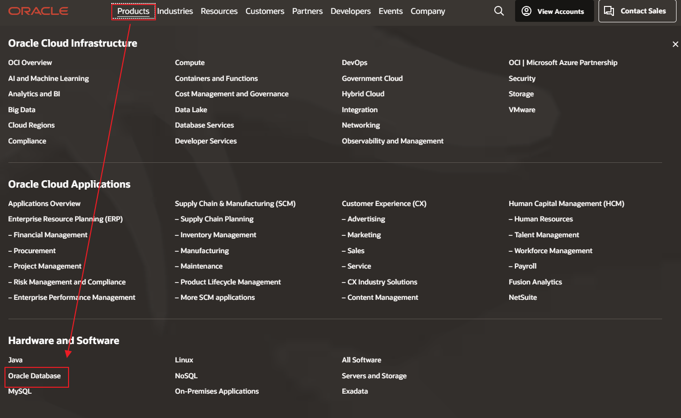 oracle 공식홈페이지