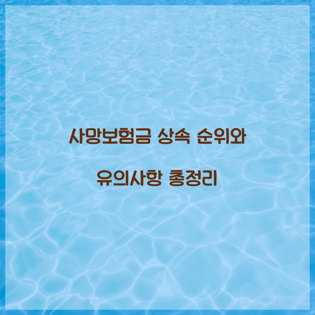 사망보험금 상속 순위