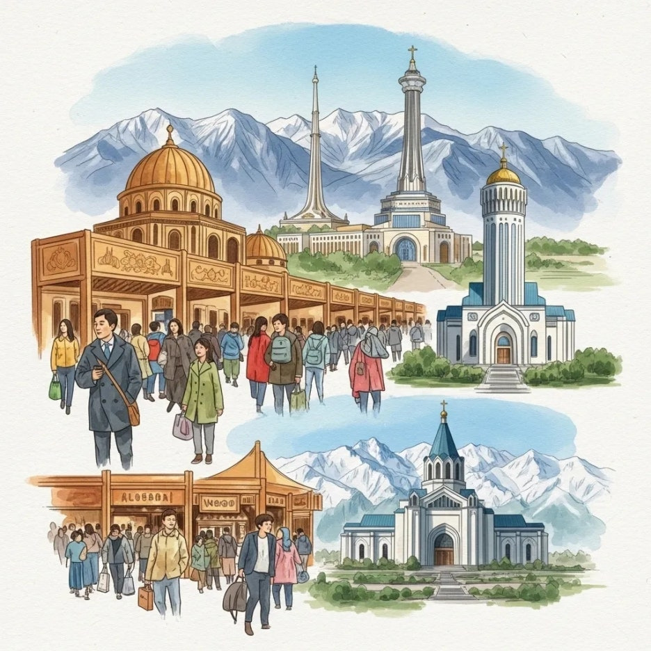 알마티의 대표적인 명소들을 한눈에