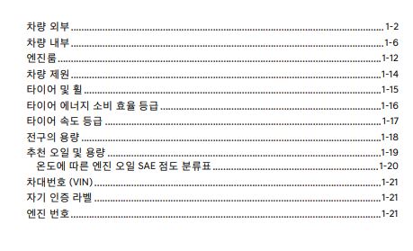 제네시스 G80 사용설명서 - 안내 및 차량정보