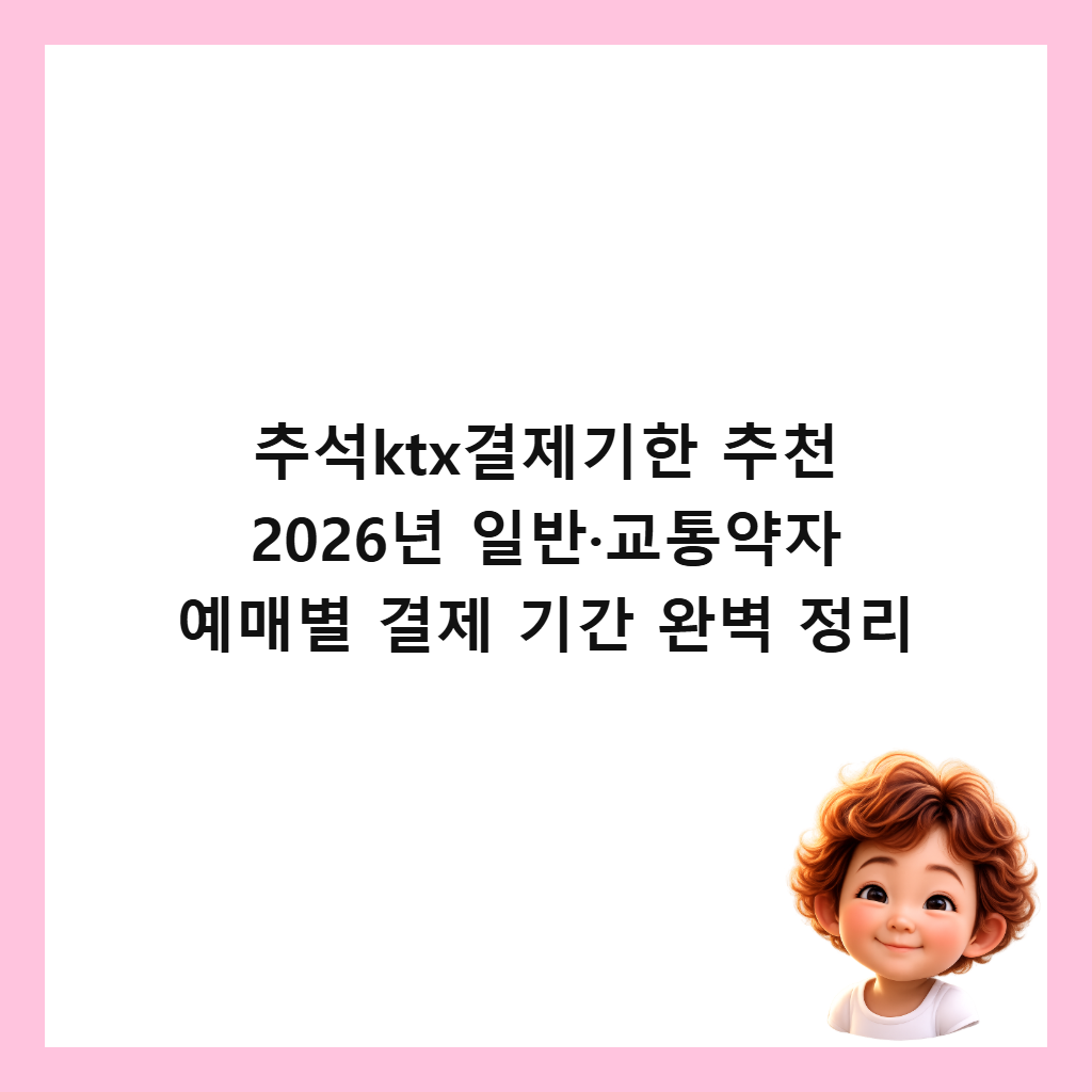 추석ktx결제기한 추천 2026년 일반&middot;교통약자 예매별 결제 기간 완벽 정리 썸네일